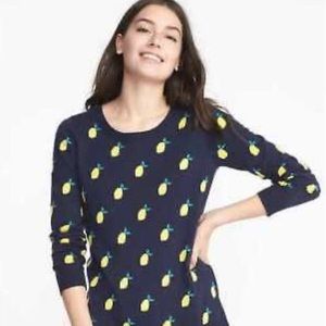 Old Navy Lemon Print Crewneck Sweater